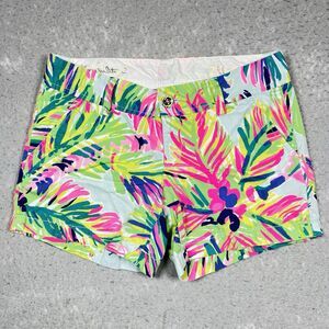 Lilly Pulitzer Shorts Women’s SZ 2 The Callahan Green Pink Floral Preppy Cotton